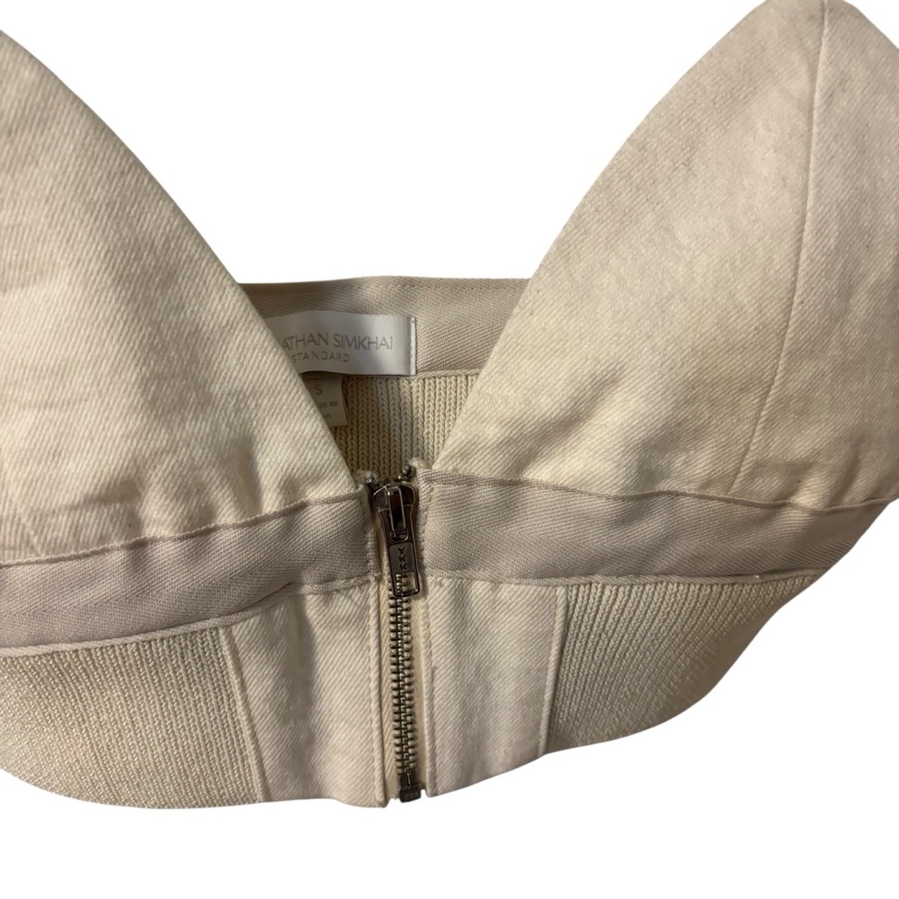 Jonathan Simkhai Y2K Cream Knit Zip-Up Denim Old Money Stylish Bustier Top Small - Picture 6 of 6